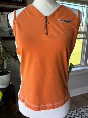 Orange Zip-Front Women's Tank Top